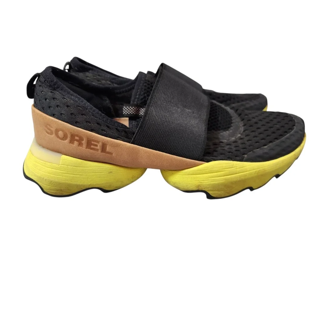 Sorel Kinetic Impact Strap Womens 7.5 Black Yellow NL4076-011 Sneakers